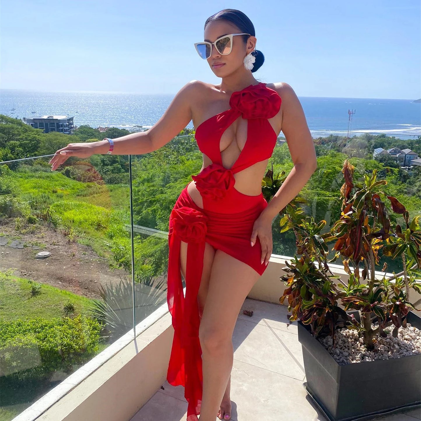 Swimsuit Red Flower