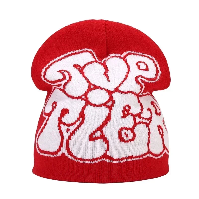 Bonnet Y2K Lettre Tricoté