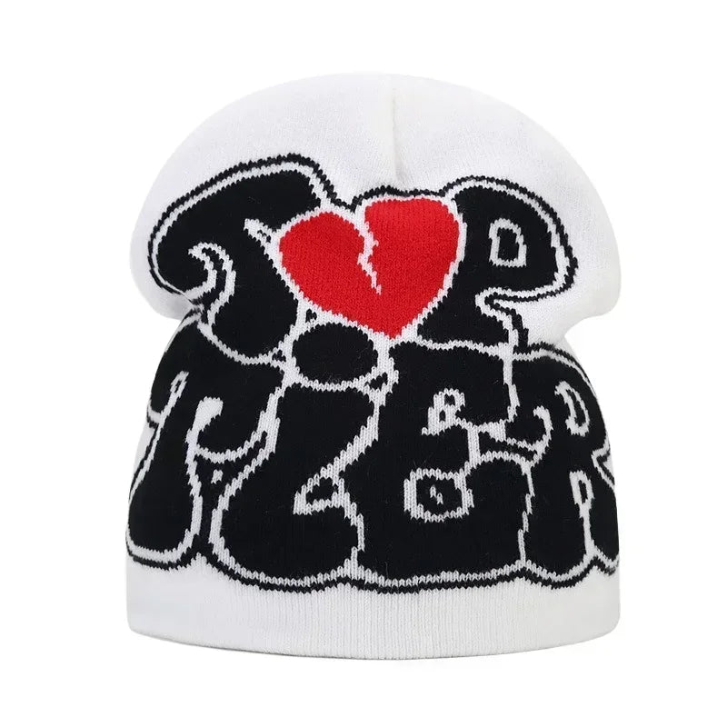Bonnet Y2K Lettre Tricoté