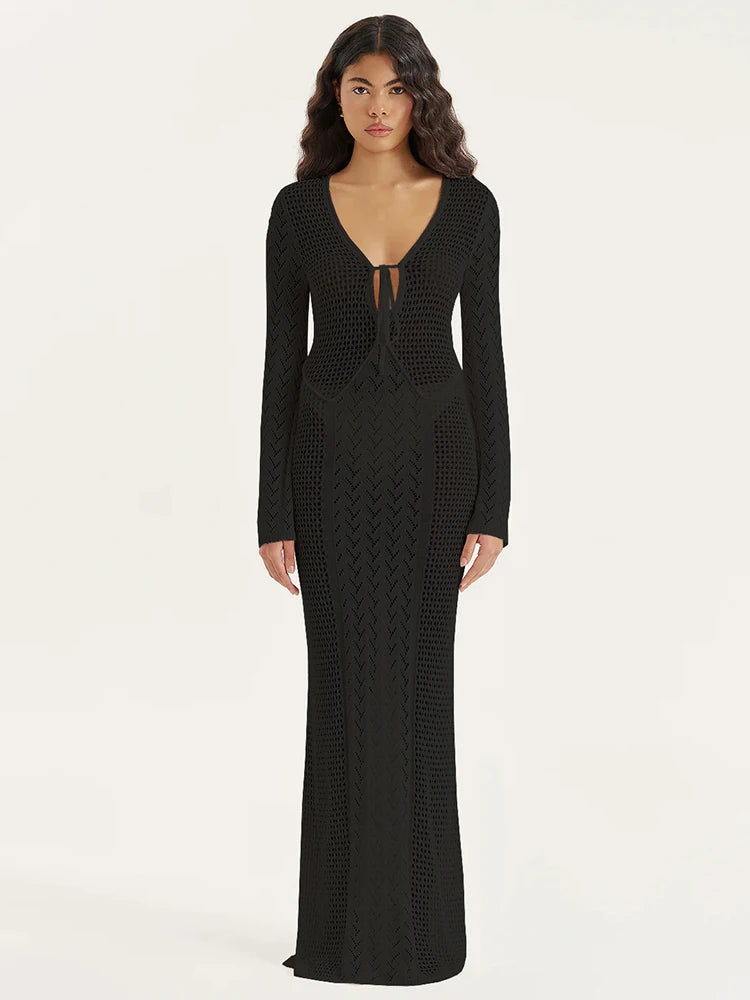 Robe Crochet Col V Profond – Holiday
