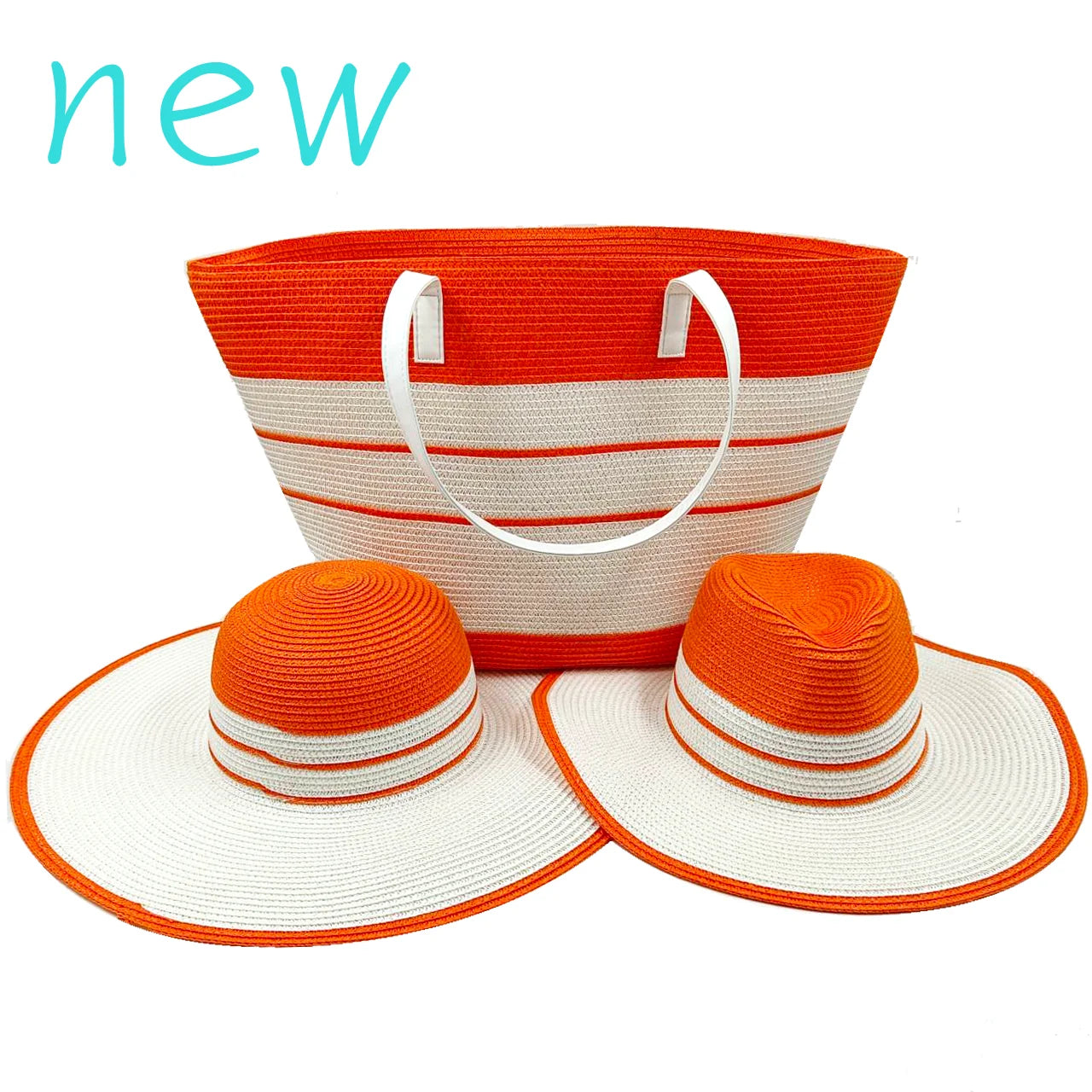 Set chapeau & sac paille bleu été 2025