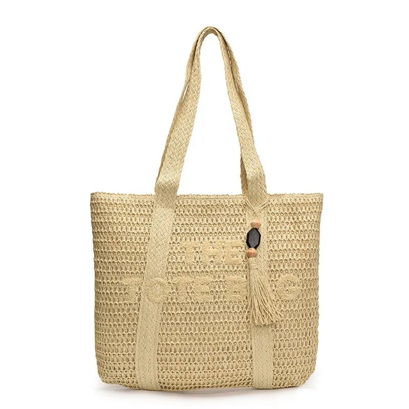 Sac de plage en paille tressée femme