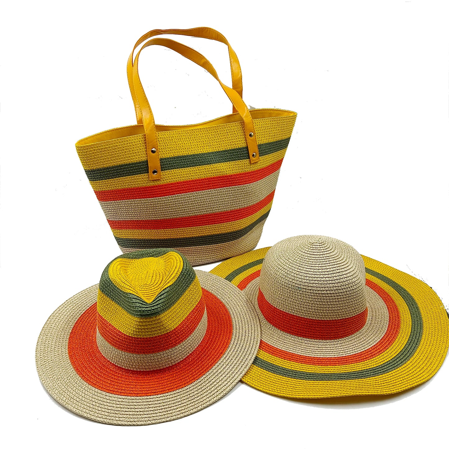 Set chapeau & sac paille bleu été 2025