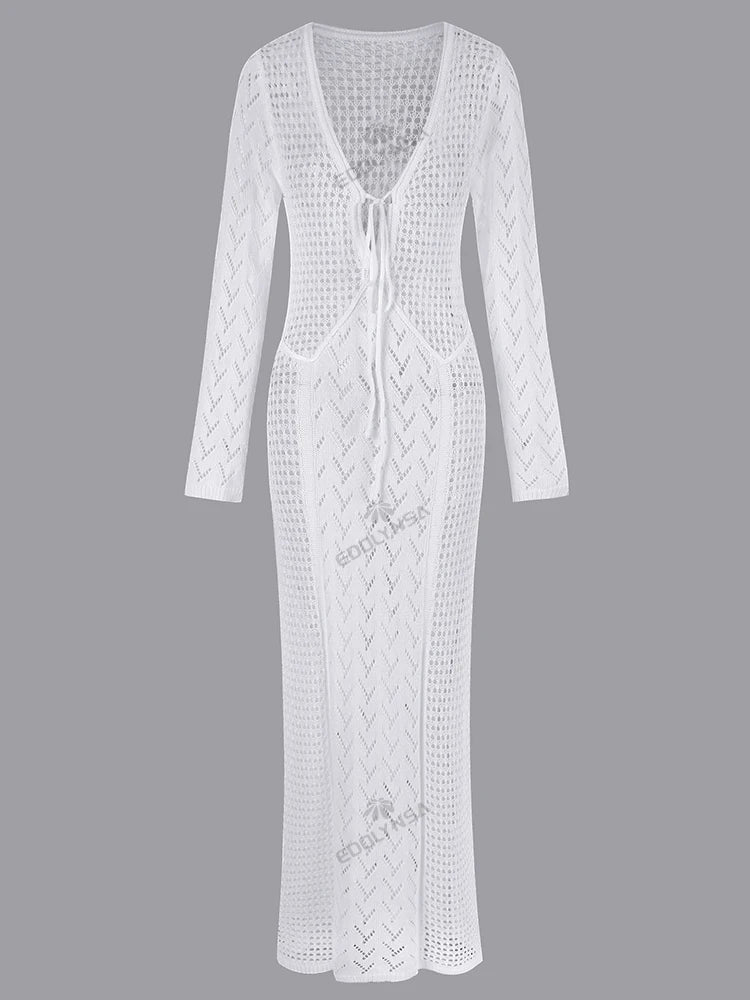 Robe Crochet Col V Profond – Holiday