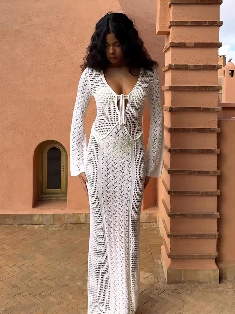 Robe Crochet Col V Profond – Holiday