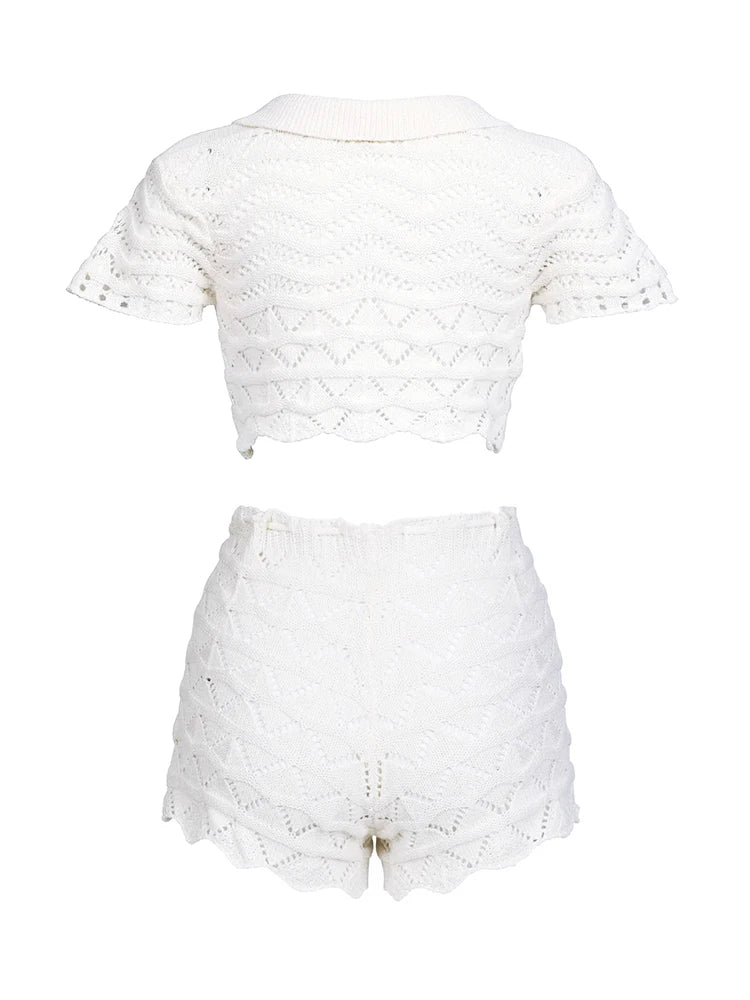 Top V Col + Mini Short Lacé – Beachwear