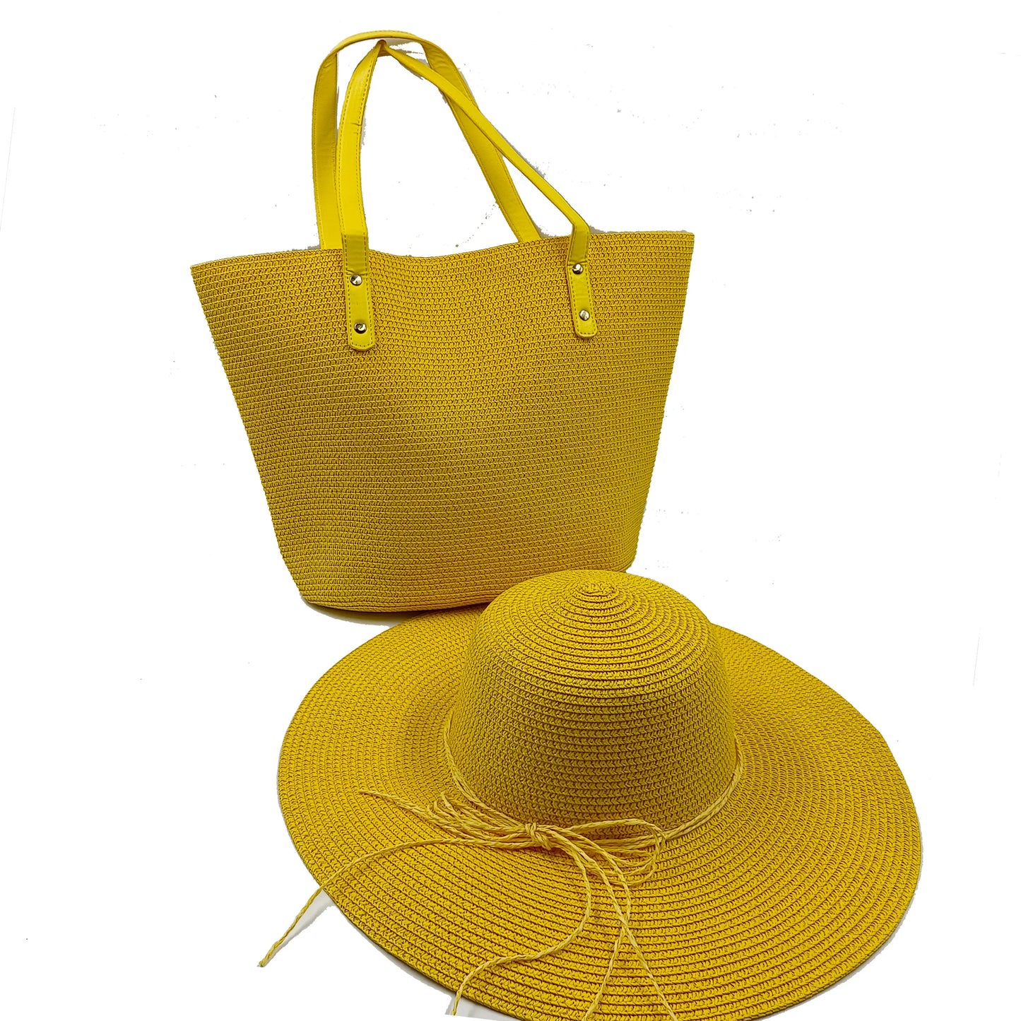 Set chapeau & sac paille bleu été 2025