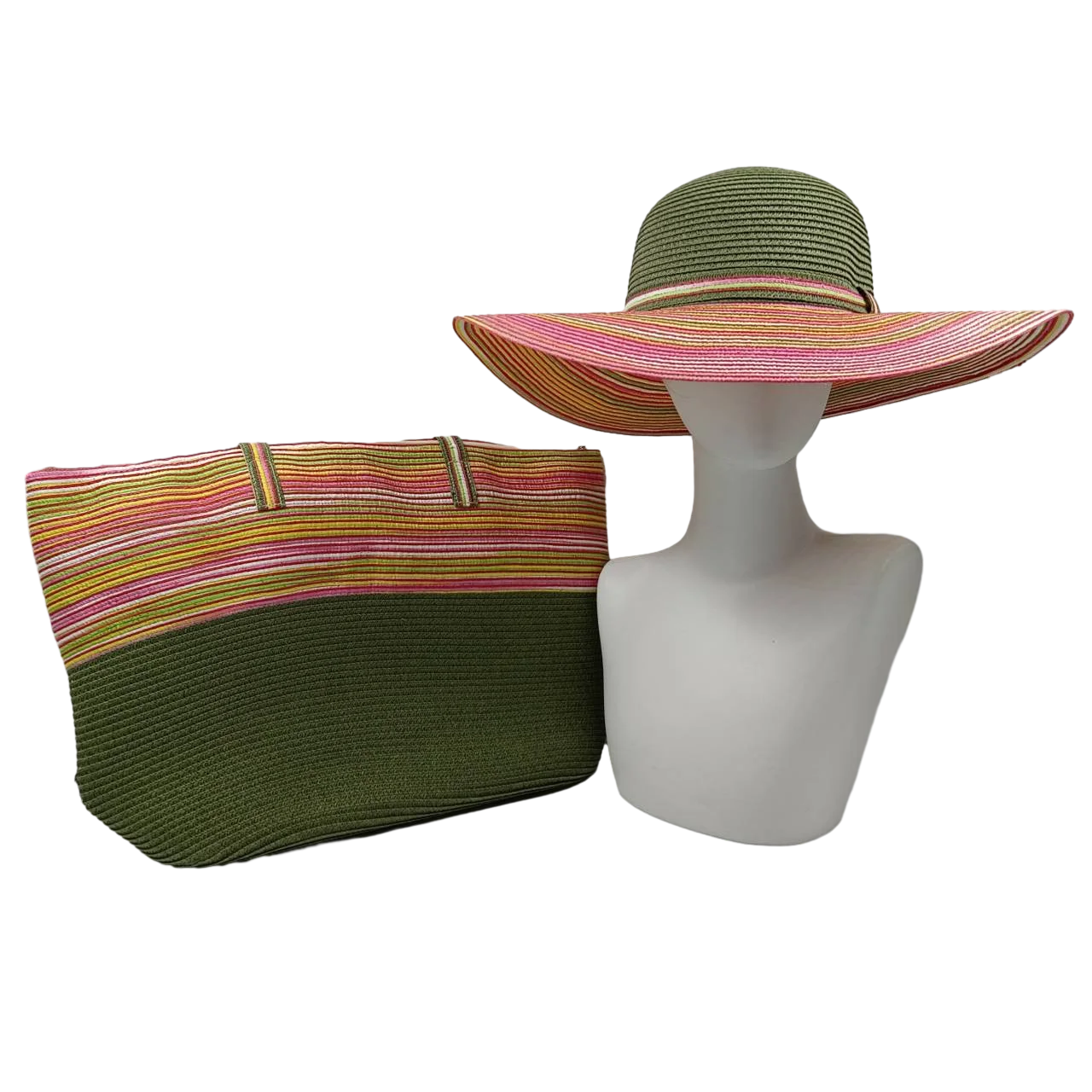 Set chapeau & sac paille bleu été 2025