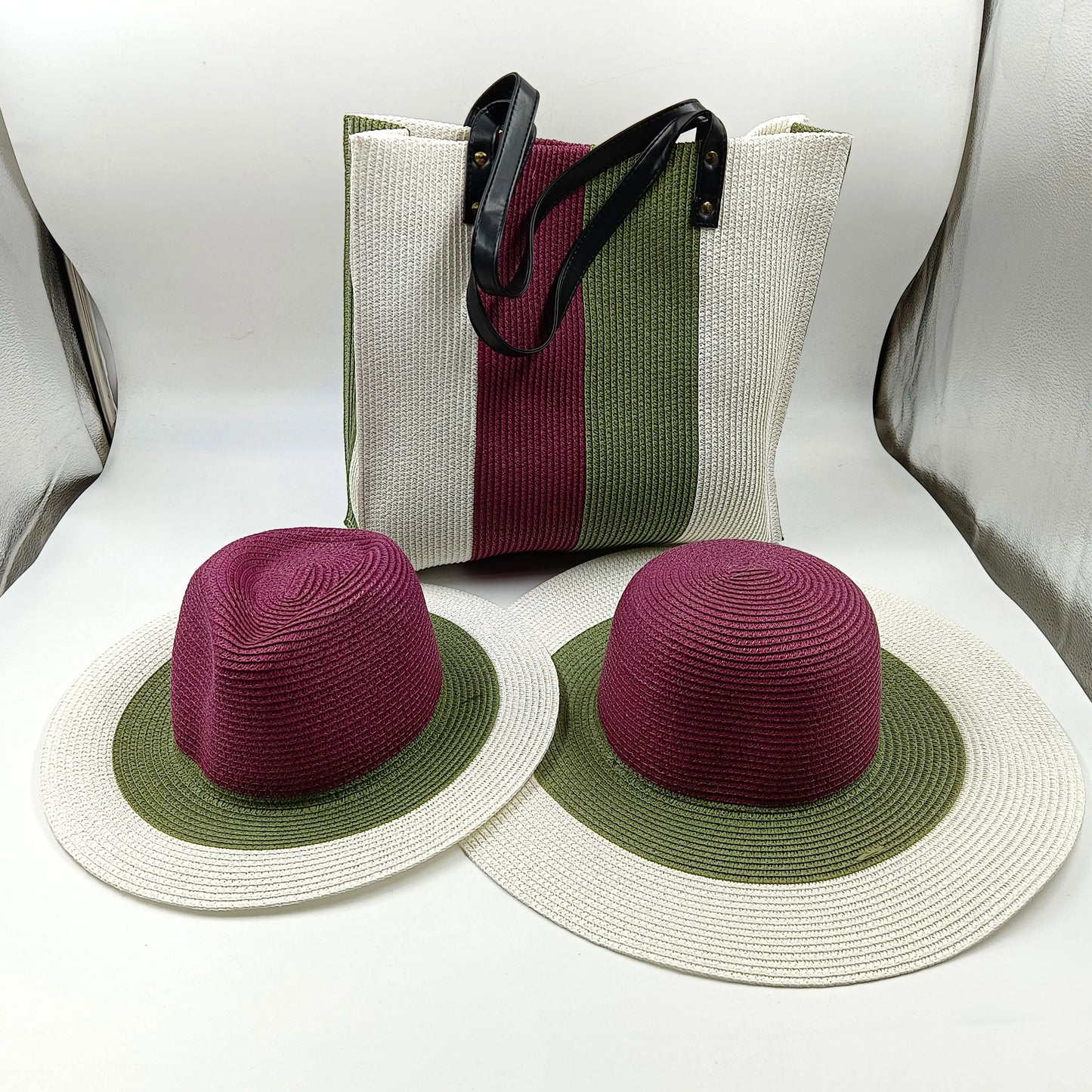 Set chapeau & sac paille bleu été 2025