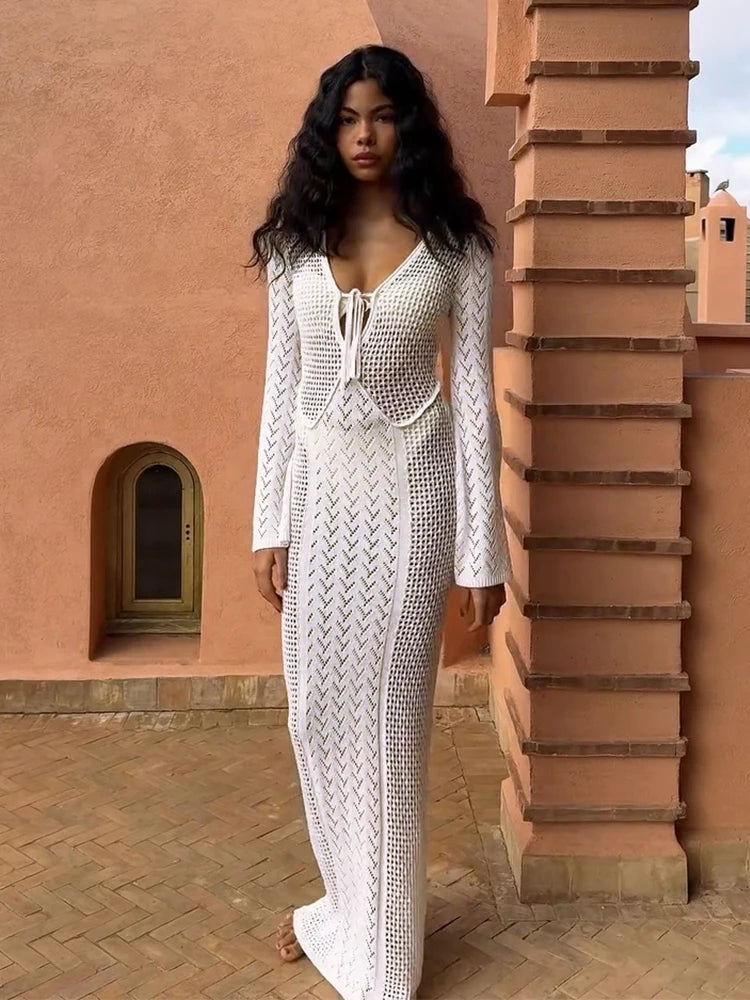 Robe Crochet Col V Profond – Holiday